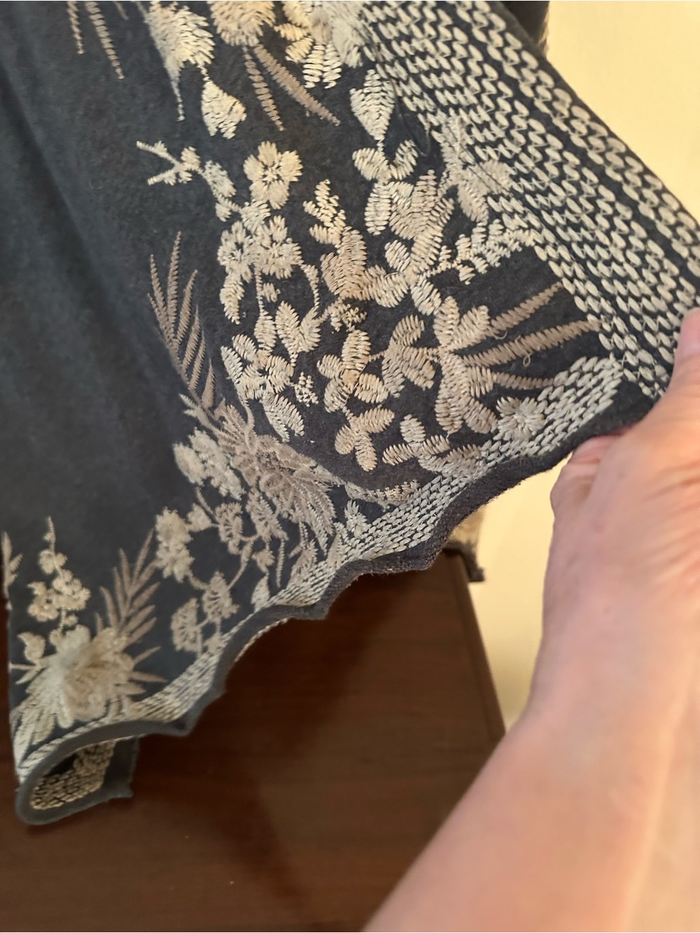 Johnny Was Embroidered Camille Grey Cardigan Waterfall Open Front - Picture 7 of 15